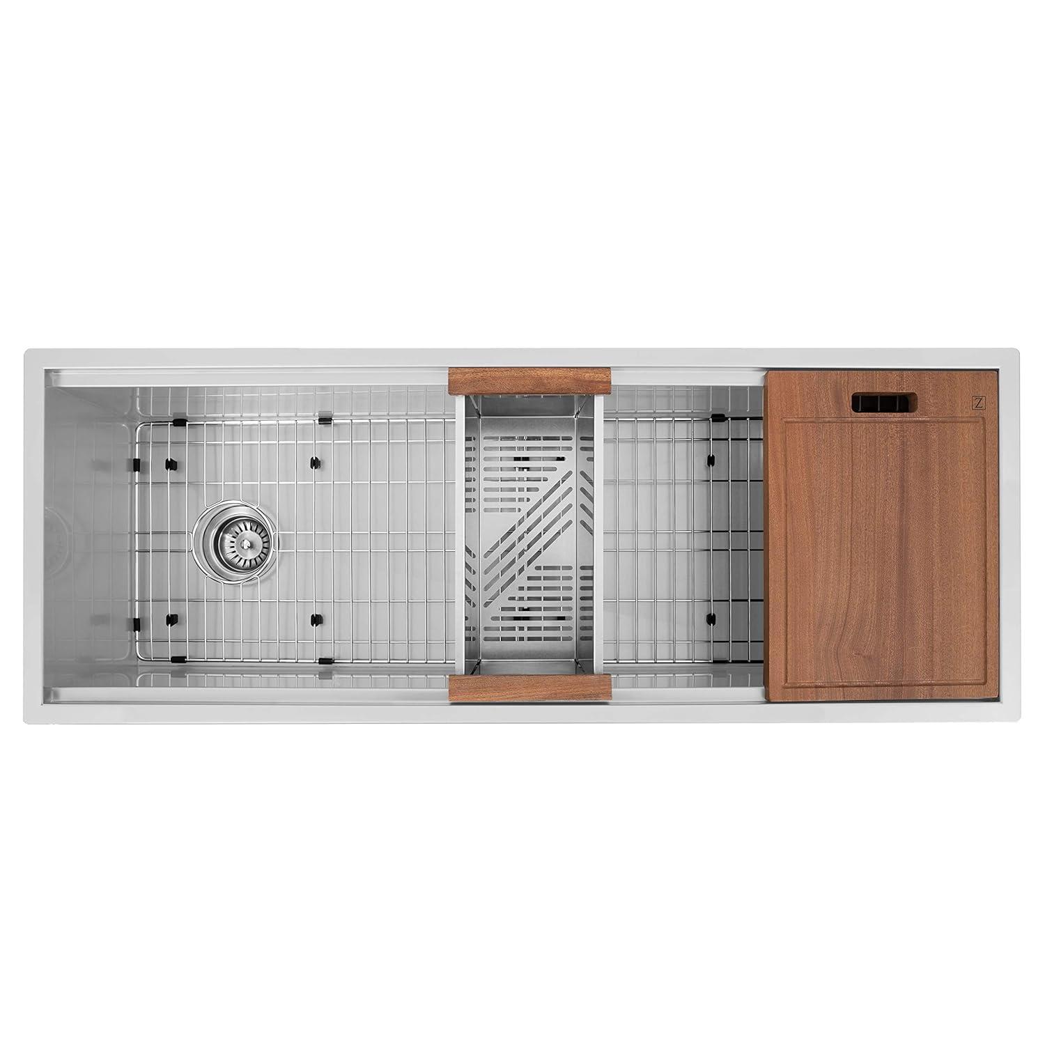 ZLINE 45 in. Garmisch Undermount Single Bowl Stainless Steel Kitchen Sink W/ Bottom Grid & Accessories (SLS-45)
