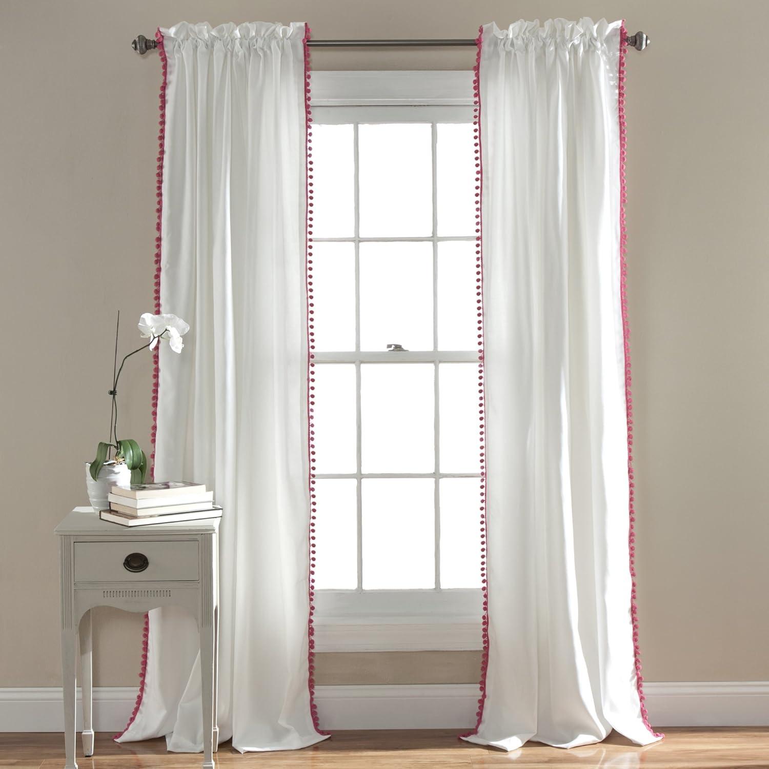 Lush Decor Pom Pom Semi Sheer Curtain Single Panel