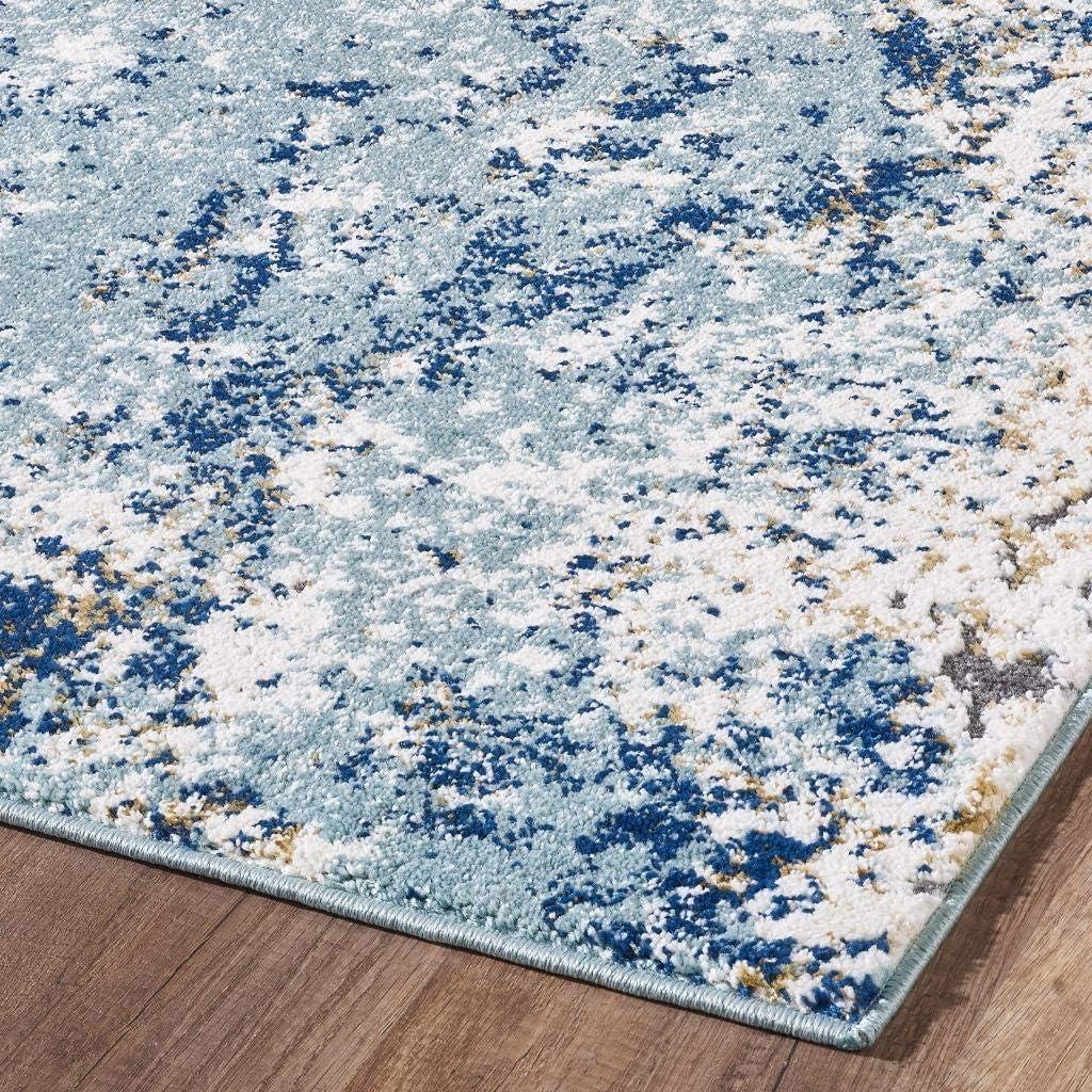 Abstract Splatter Blue and Gold 8' x 10' Synthetic Area Rug