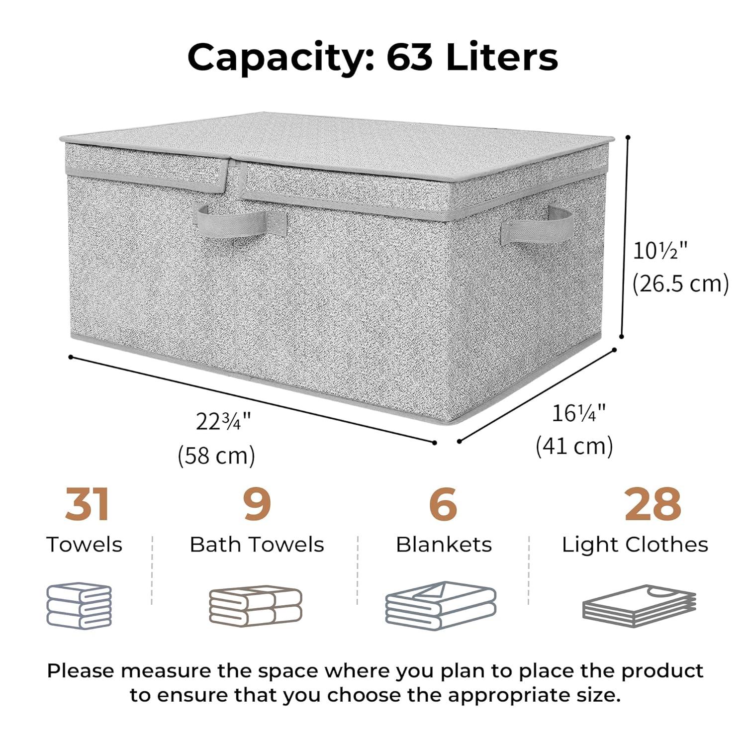 GRANNY SAYS Fabric Storage Bin with Lid, Decorative Storage Box, Extra Large Storage Baskets, Closet Organizer, Gray, 1-Pack