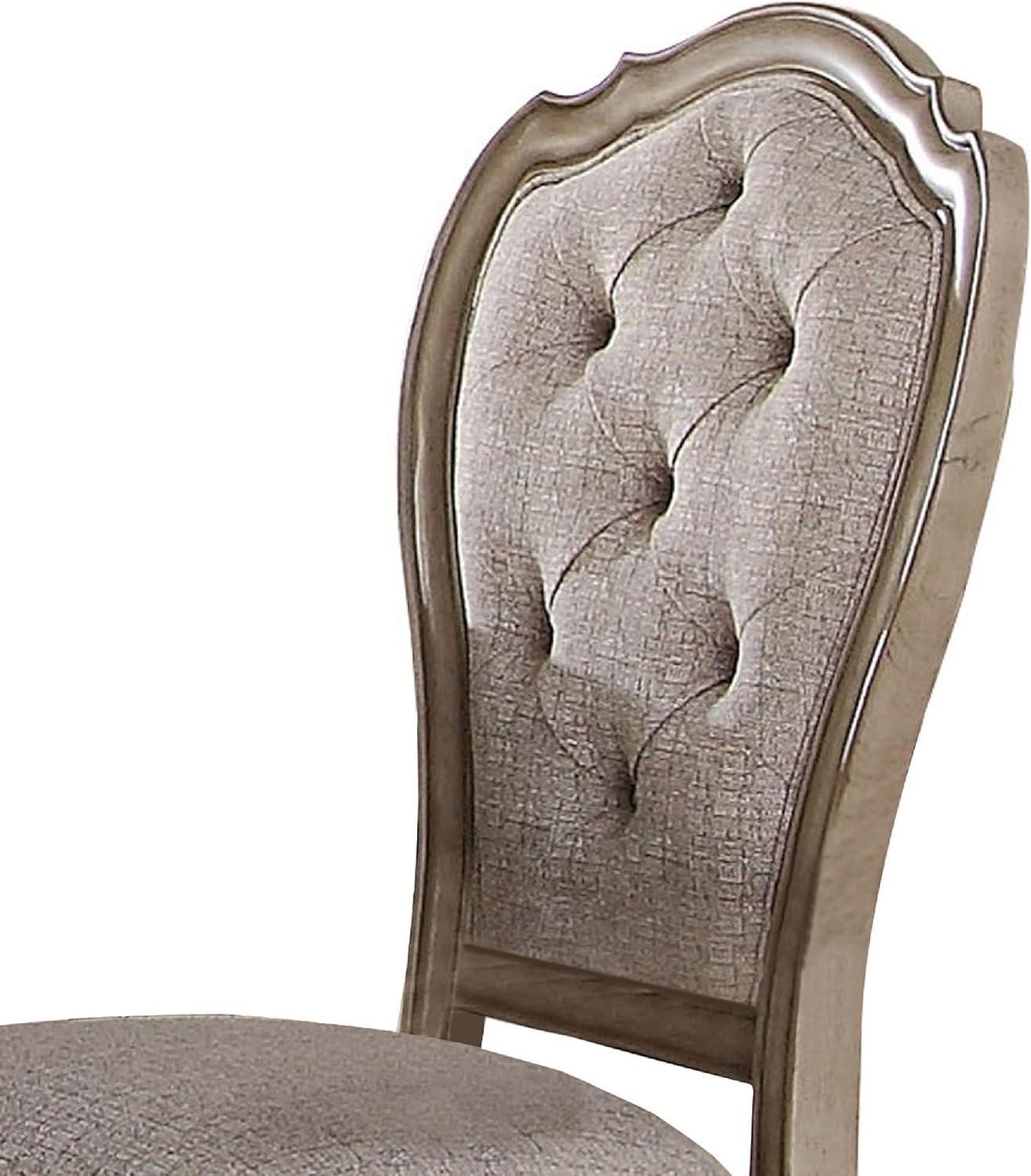 Button Tufted Upholstered Dining Side Chair Set of 2 Beige - Saltoro Sherpi