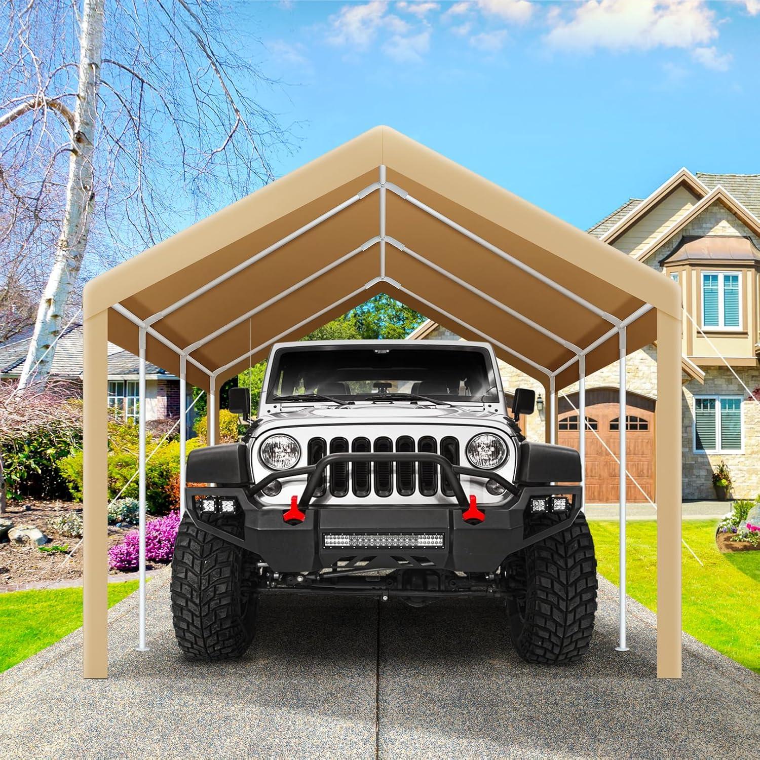 Cobizi Carport 10'x20' Heavy Duty Portable Garage, Upgraded Car Canopy