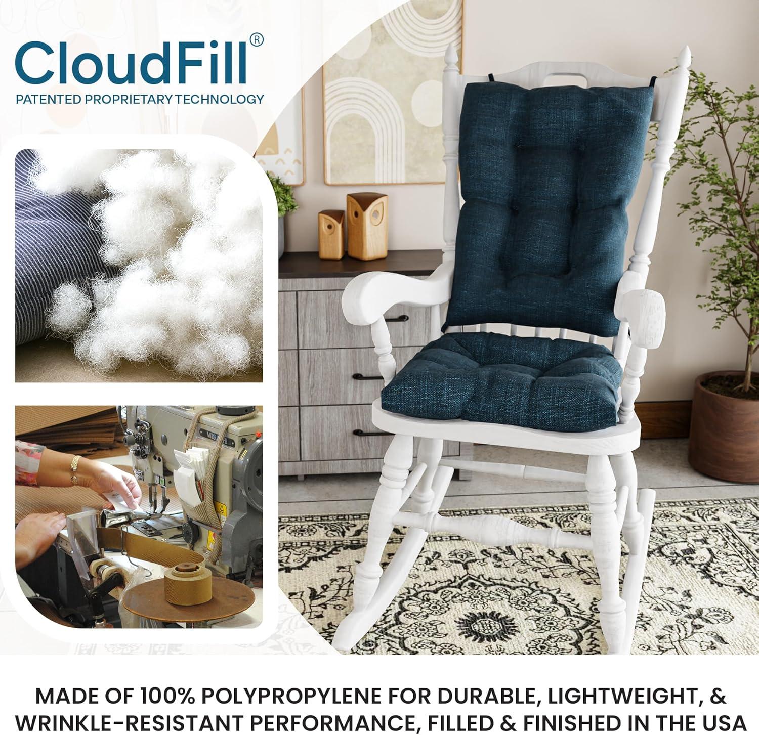 Klear Vu Gripper Polar Chenille Jumbo 2 Pieces Rocking Chair Cushion Set