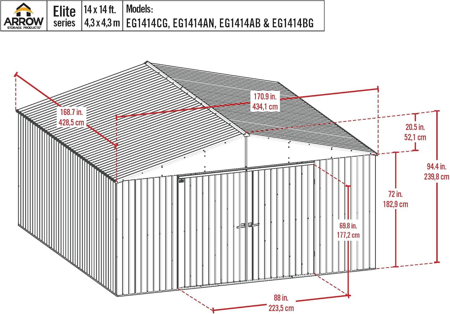 Elite 14 ft. W x 14 ft. D Metal Storage Shed