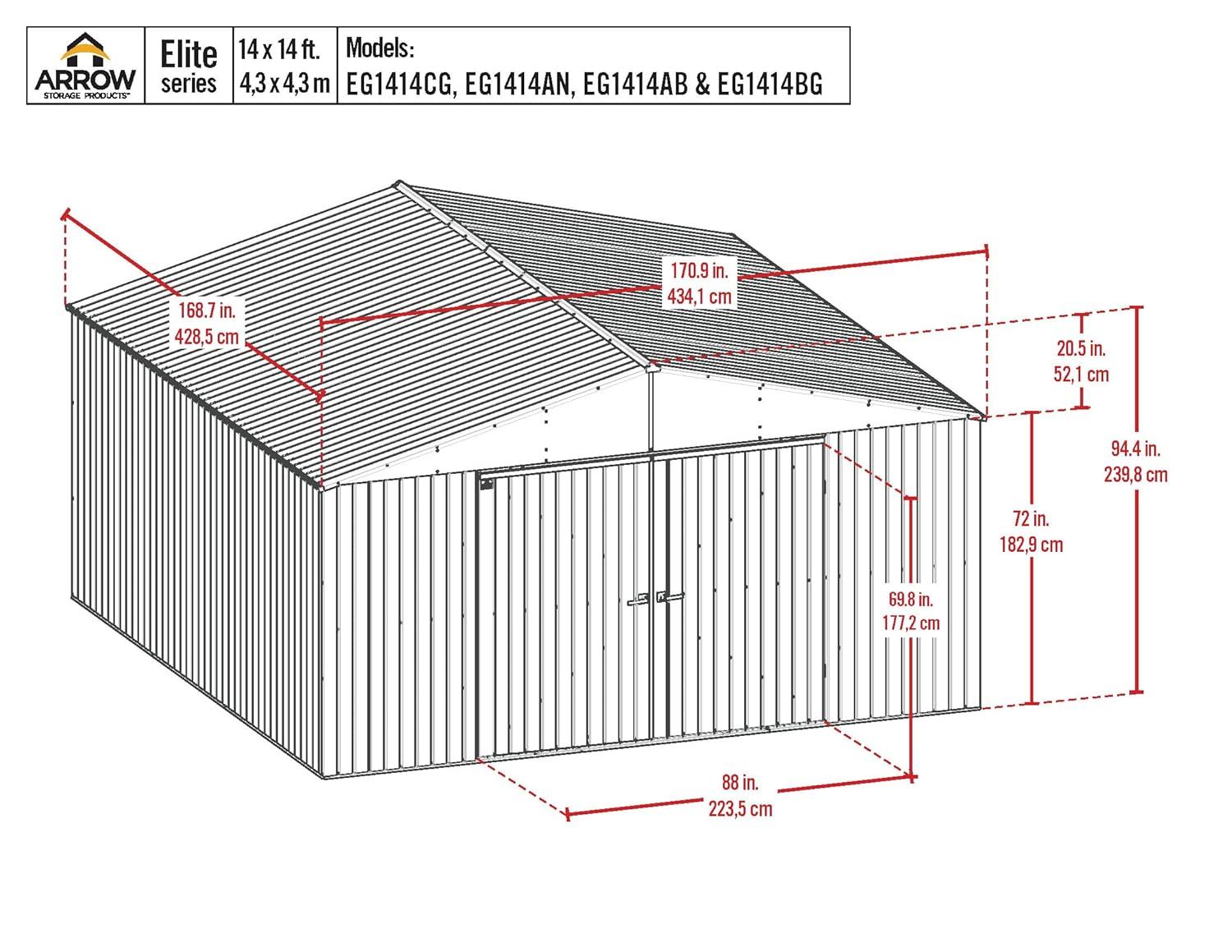 Elite 14 ft. W x 14 ft. D Metal Storage Shed