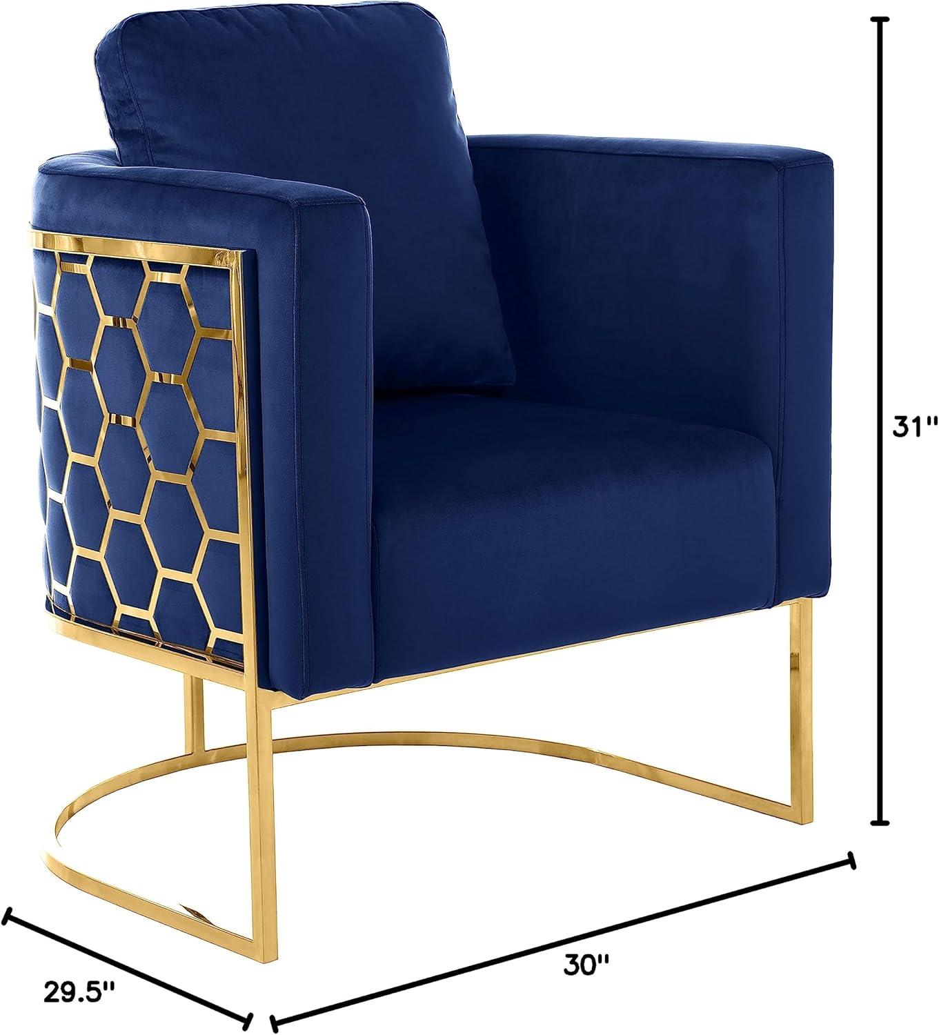 Meridian Furniture Casa Navy Velvet Chair with Gold Iron Metal Base