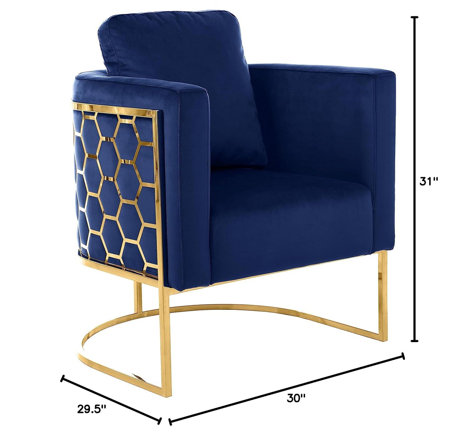 Meridian Furniture Casa Navy Velvet Chair with Gold Iron Metal Base