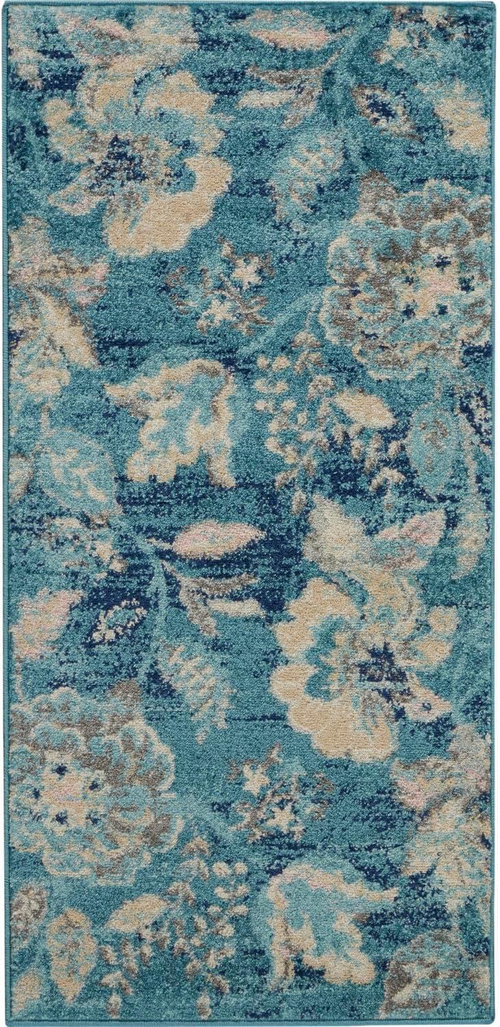 Tranquil TRA02 Ivory/Light Blue Area Rug French Country Eclectic Floral By Nourison