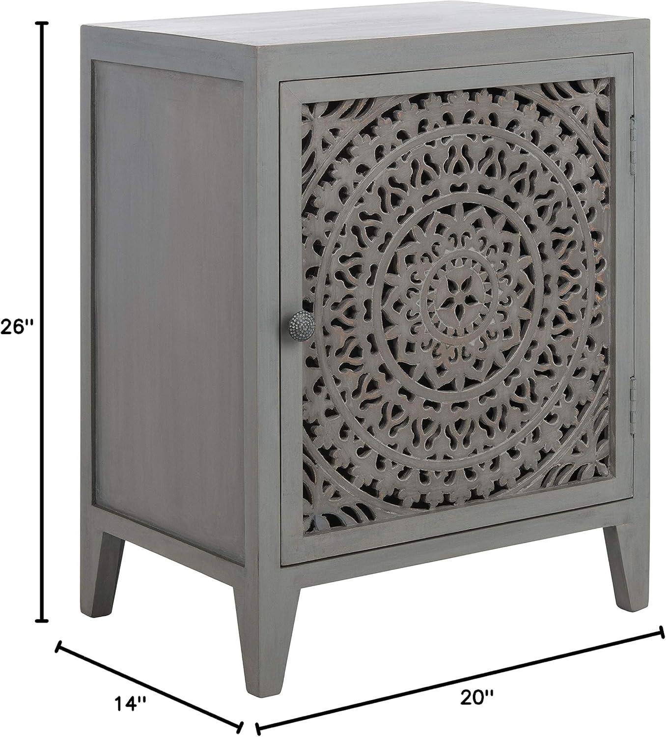 Thea 1 Door Carved Nightstand  - Safavieh