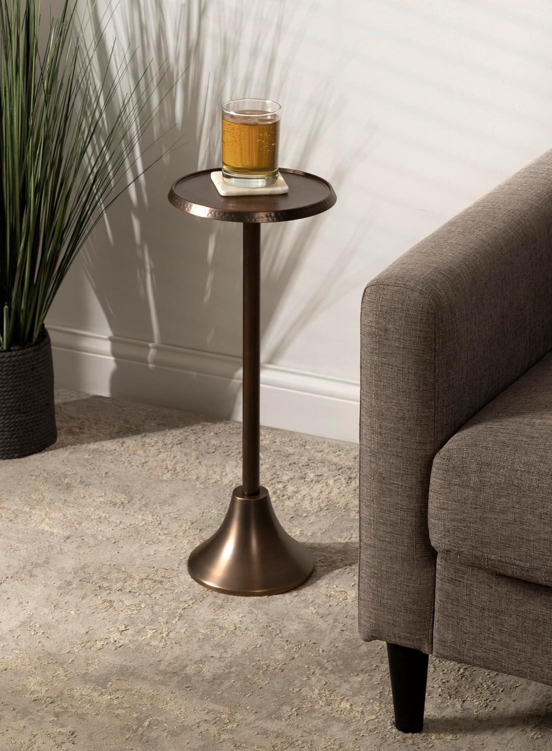 Kate and Laurel Sanzo Round Metal Drink Table, 9x9x23, Bronze