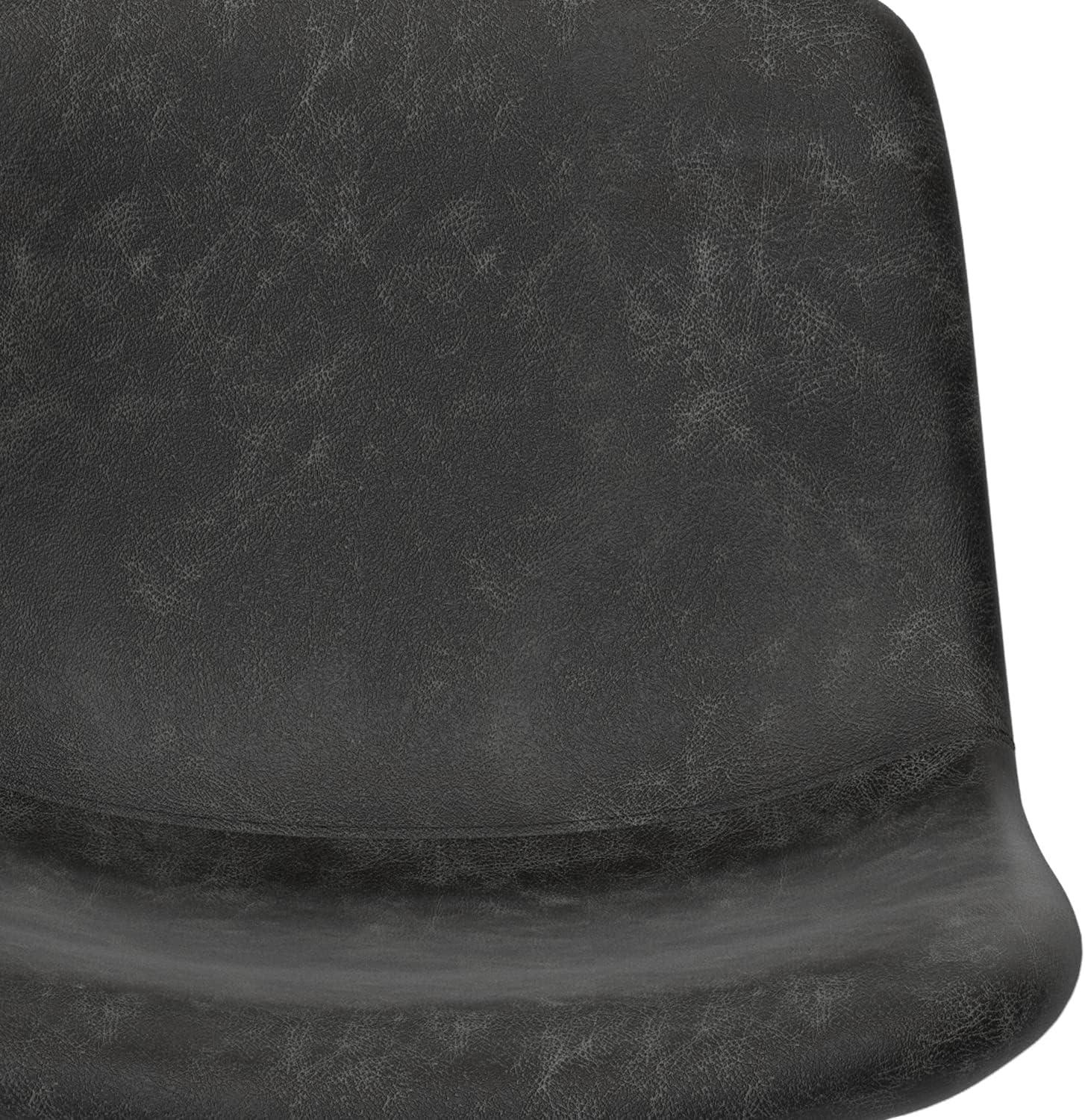 Simpli Home Jolie Upholstered Vegan Faux Leather Contemporary Counter Stool with Padded Bucket Seat and Footrest (Set of 2)