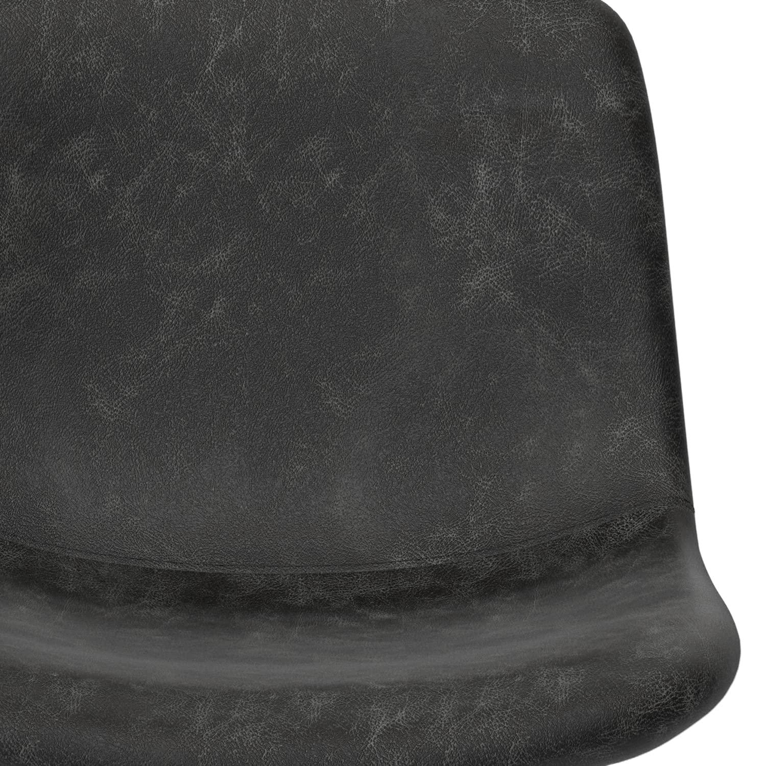 Simpli Home Jolie Upholstered Vegan Faux Leather Contemporary Counter Stool with Padded Bucket Seat and Footrest (Set of 2)