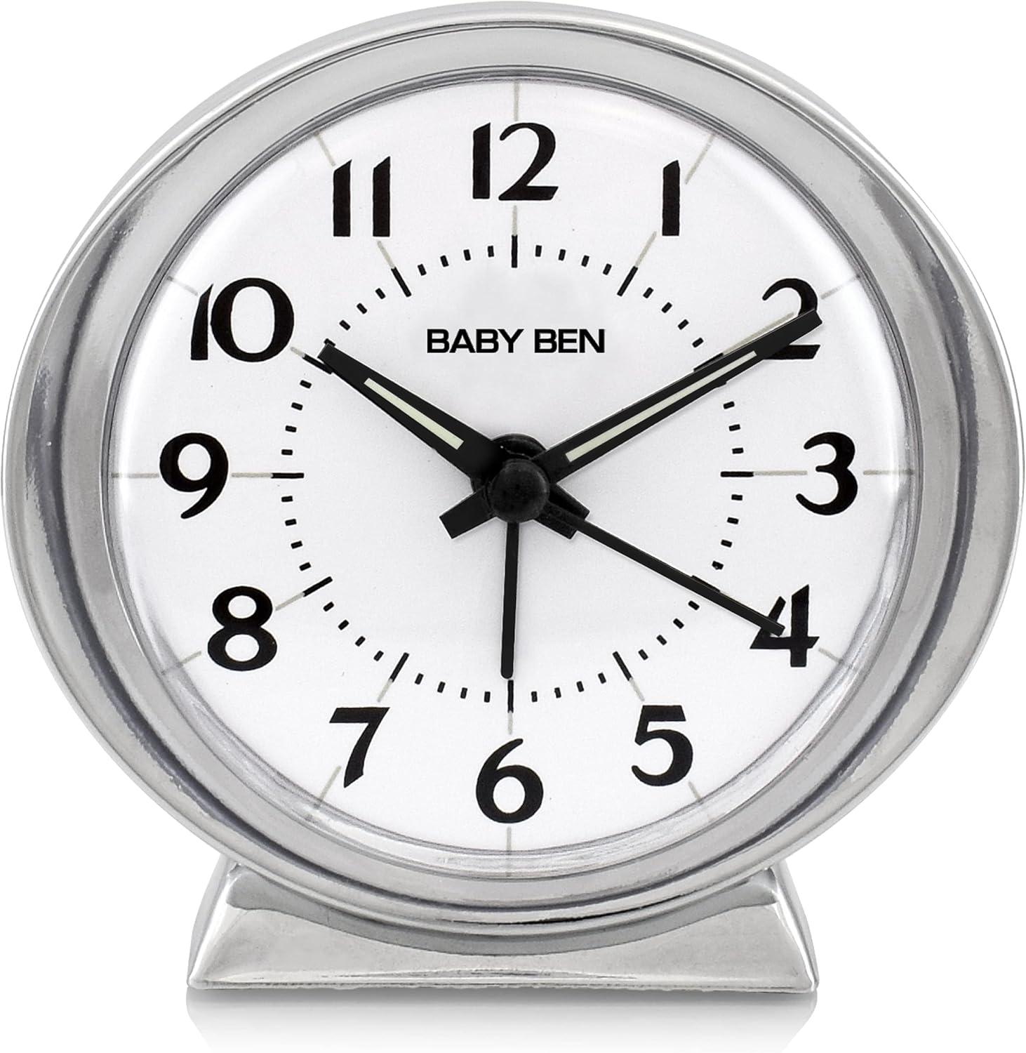 Westclox Clocks Babyben Glam Analog Metal Quartz Movement / Crystal Tabletop Clock with Alarm