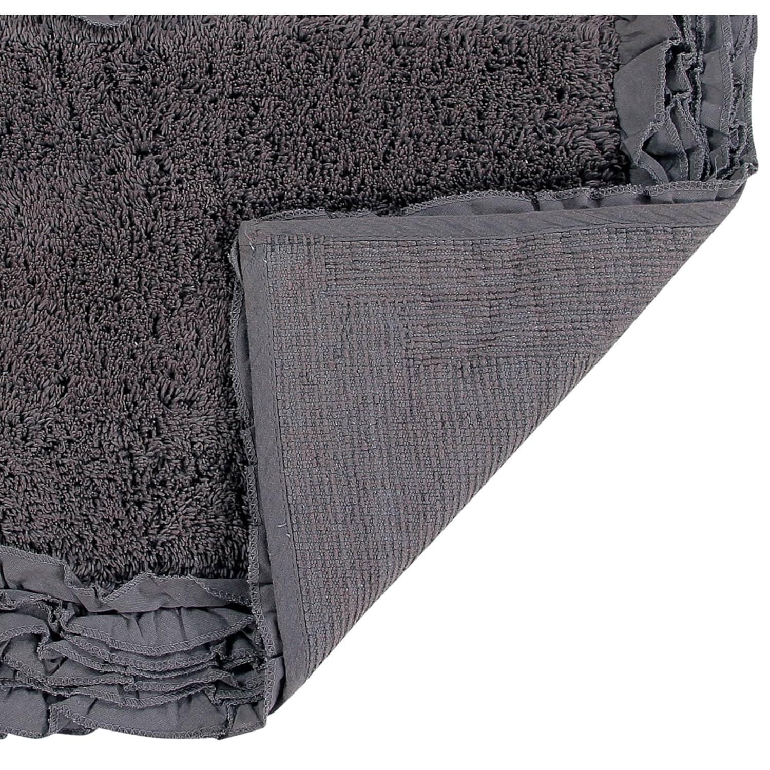 24"x40" Shaggy Border Collection Bath Rug Blue - Better Trends: Cotton Tufted, Machine Washable, No Backing