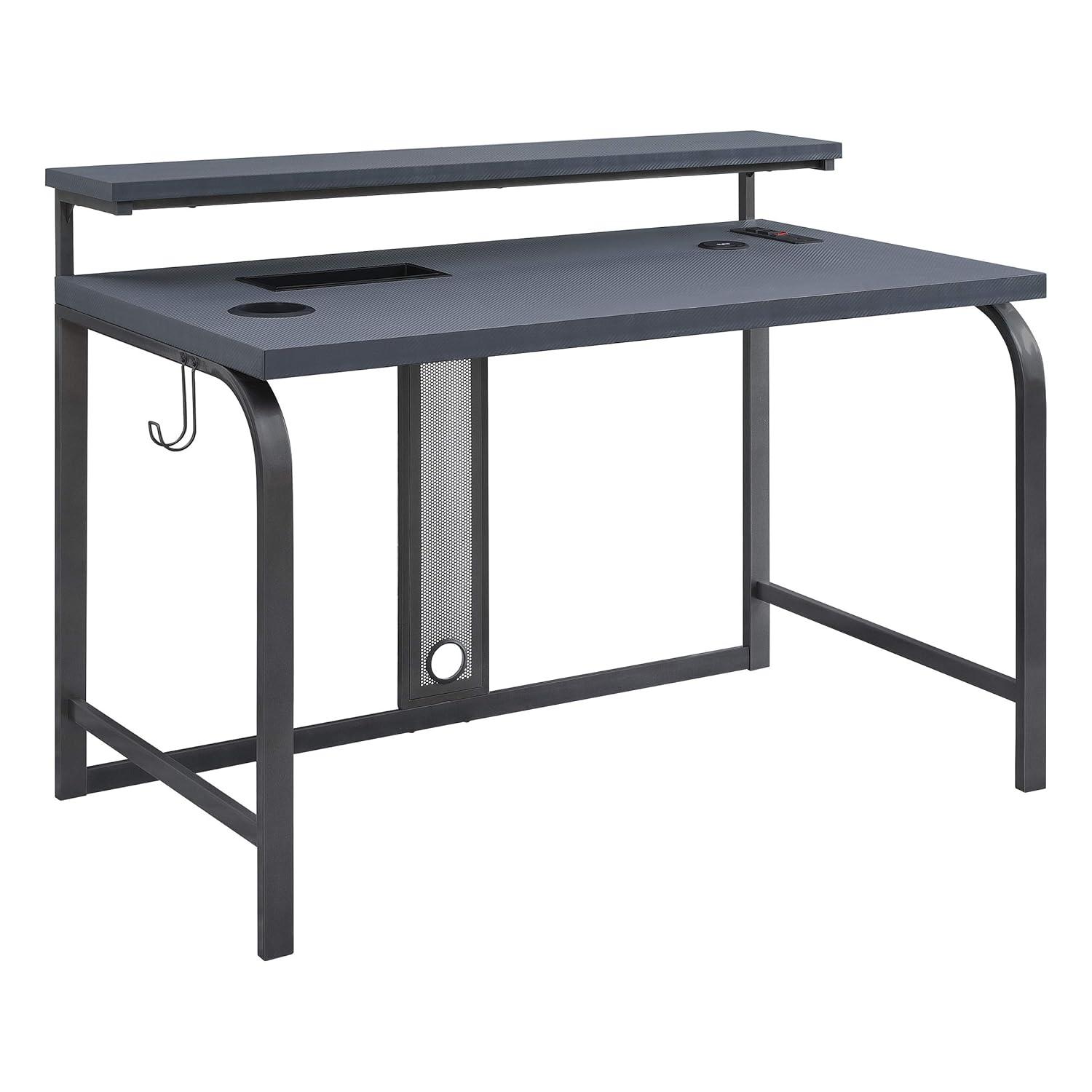 OSP Home Furnishings Reload 48-Inch Gaming Desk in Gray Steel Metal