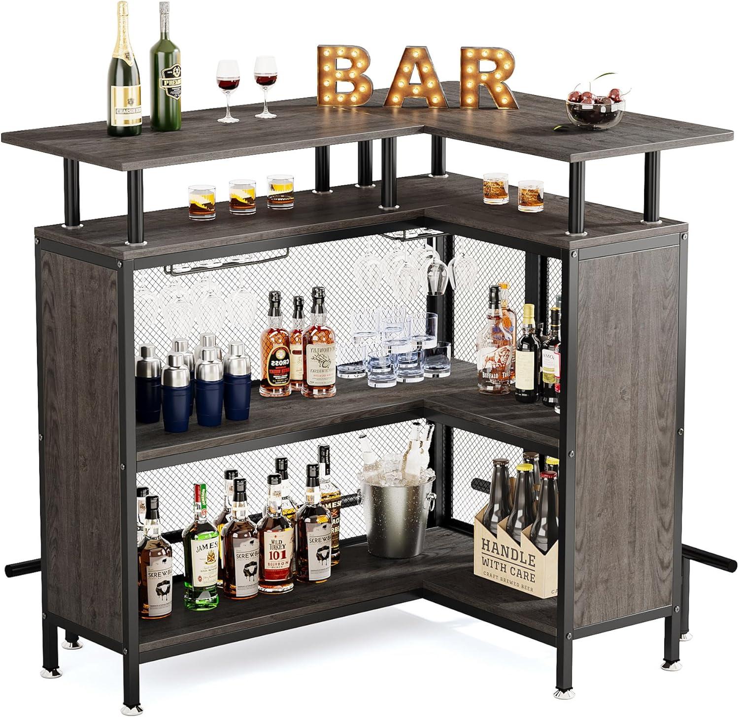 Tribesigns 2-Tier L-Shaped Home Bar Unit