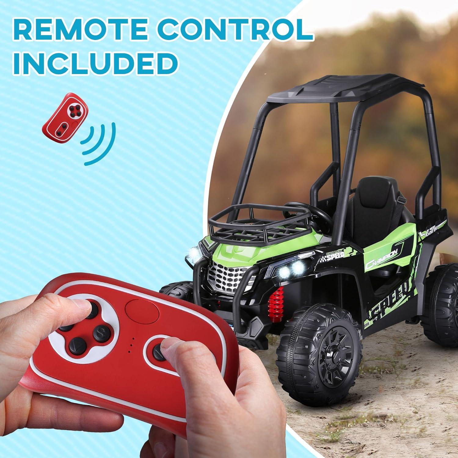 Green 12V Kids UTV Ride-On Car with Remote Control