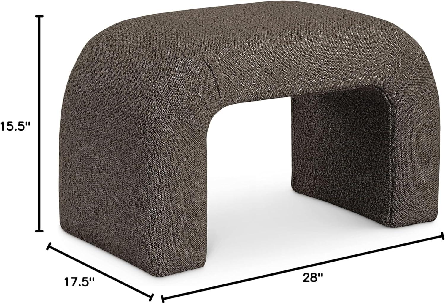 Meridian Furniture Niagara Black Boucle Fabric Bench