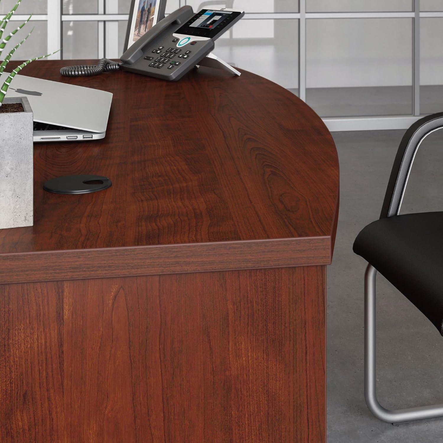 Sauder Affirm Engineered Wood Bowfront Executive Desk in Classic Cherry