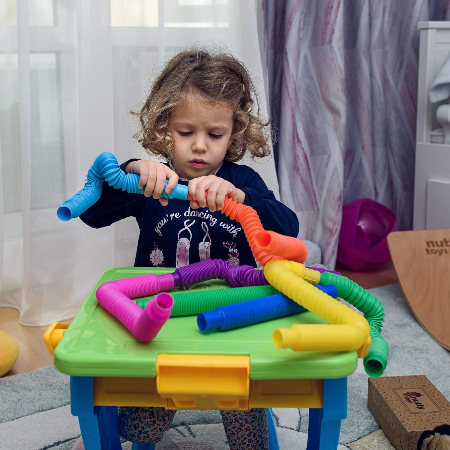 Nutty Toys Large Multicolor BPA-Free Plastic Pop Tubes
