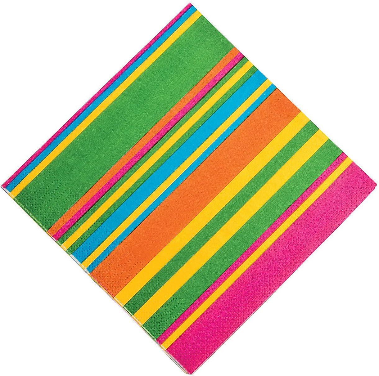 Fiesta Multicolor Striped Paper Luncheon Napkins, 16 Count