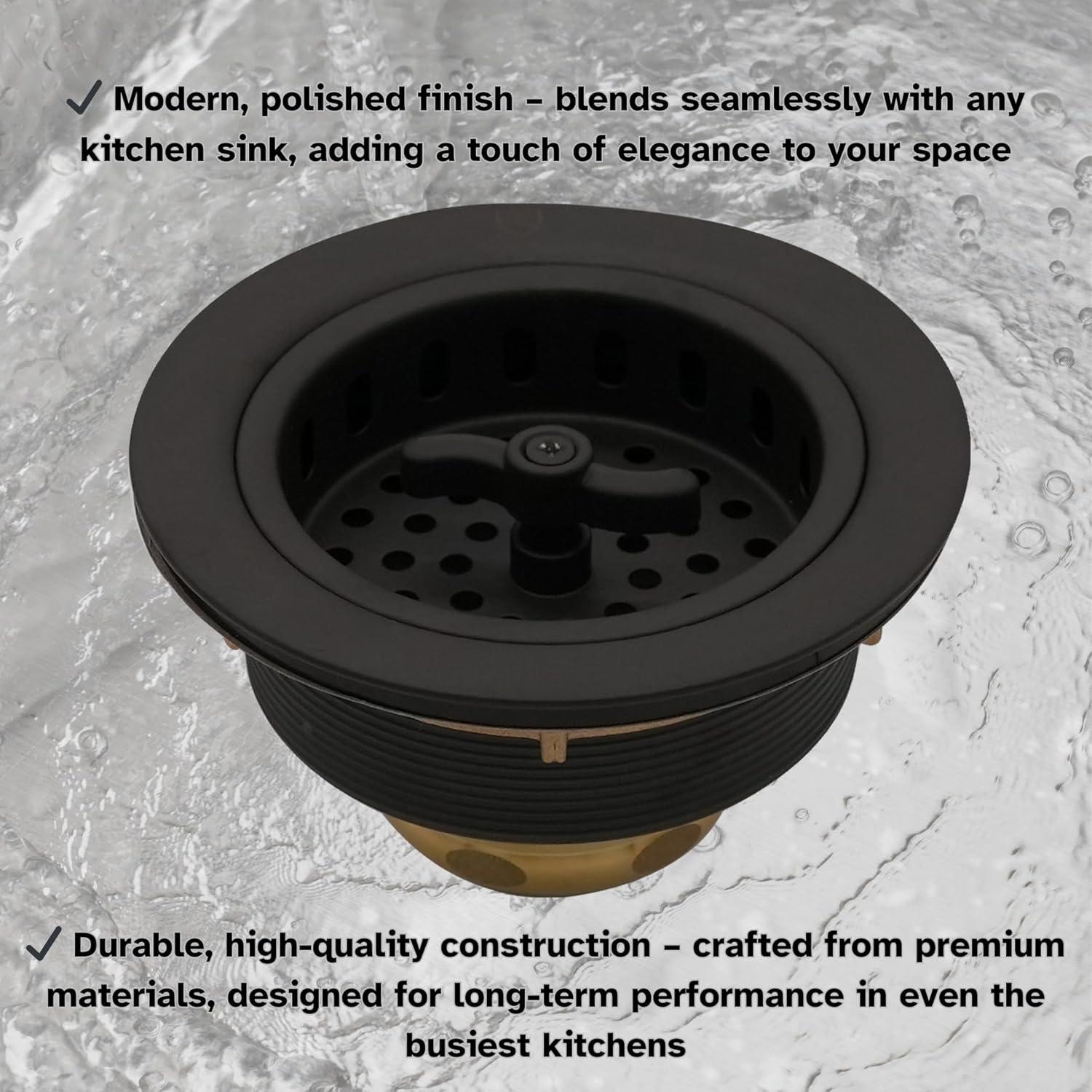 3-1/2" Wing Nut Twist Style Kitchen Sink Basket Strainer