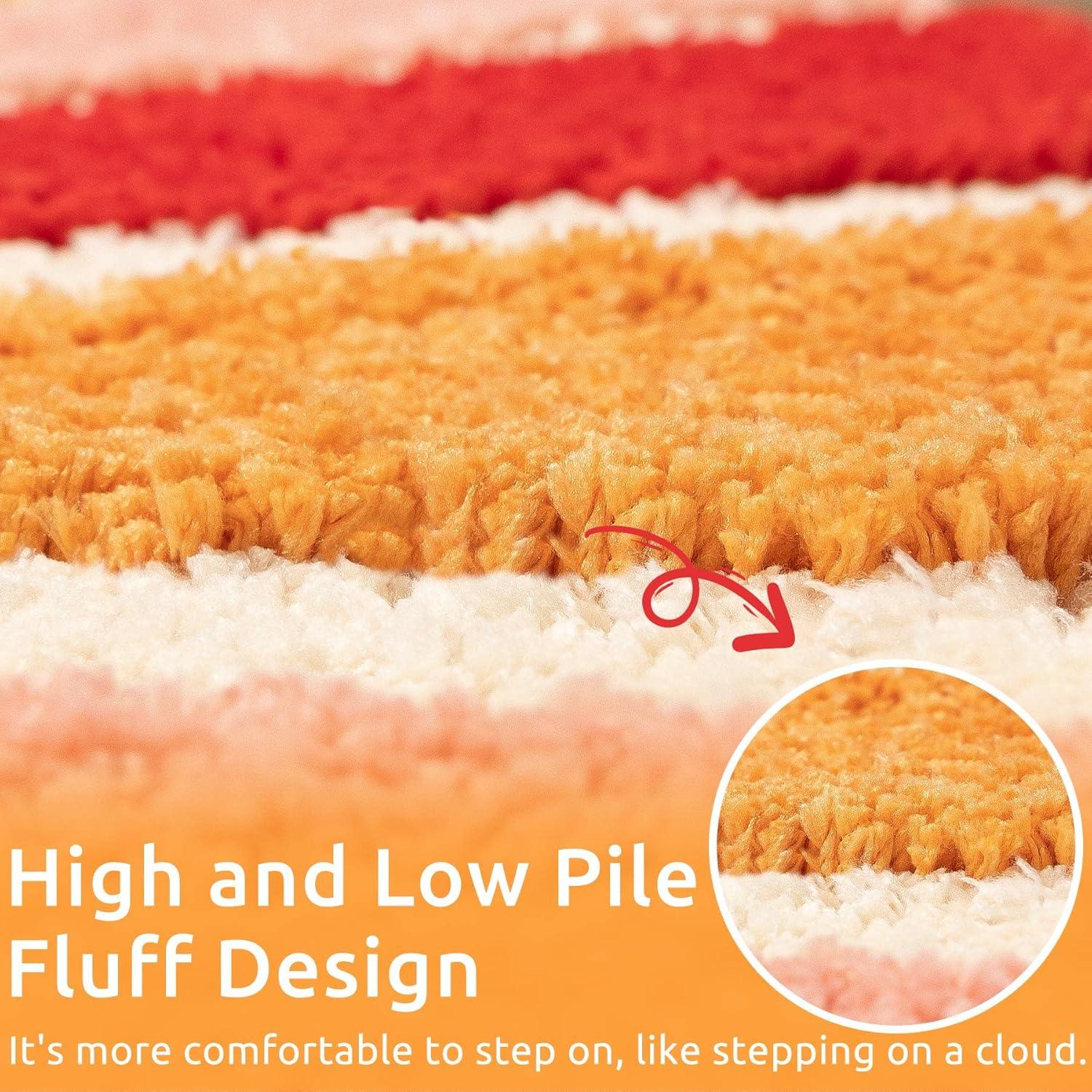 Boho Bathroom Rugs Half Circle Bath Mat Cute Bohemian Bath Rug for Bedroom Small Carpet Home Decor Non-Slip Semi Round Shower Rug Funny Washable Indoor Floor Door Mat Sun Retro 16x30inch