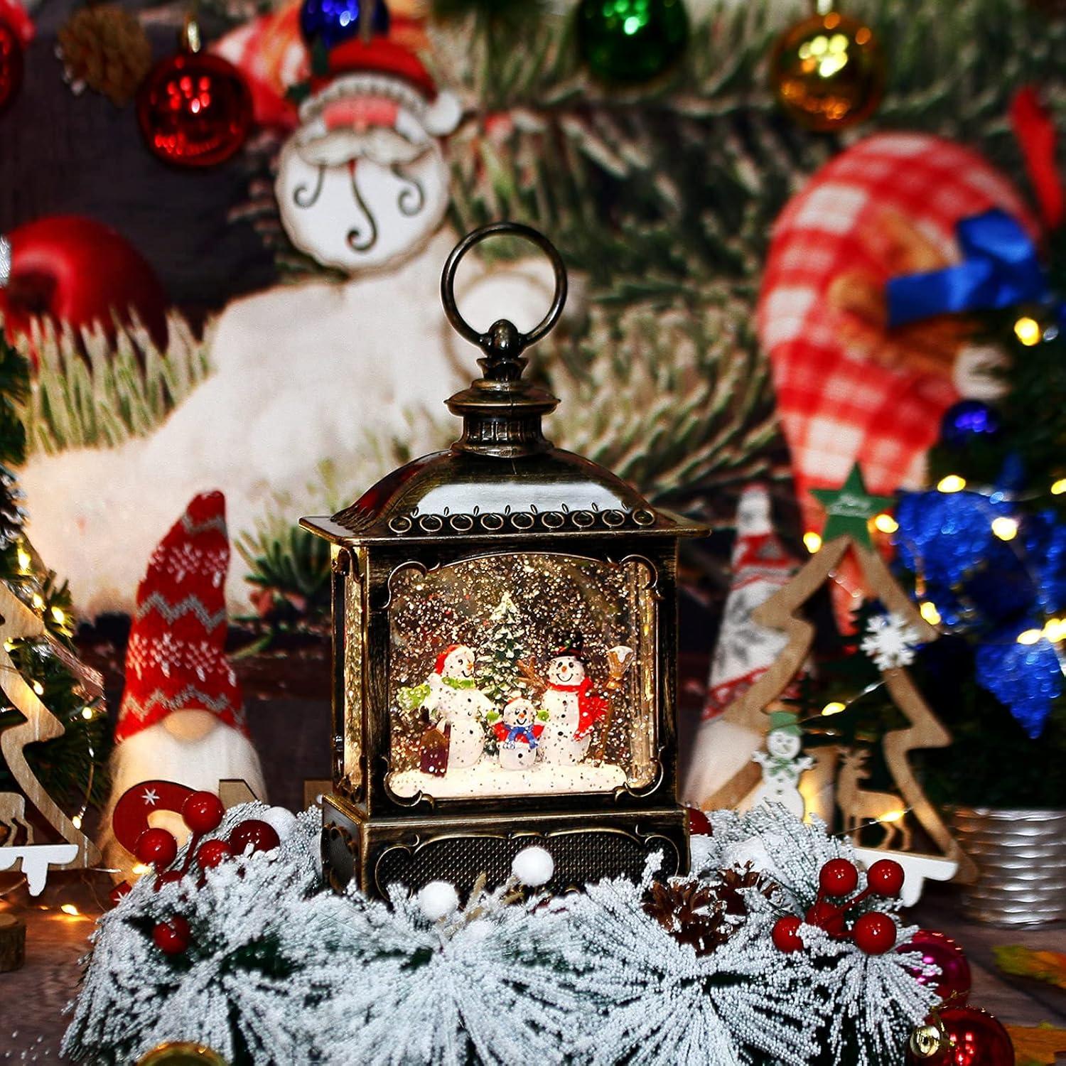 The Holiday Aisle® 2024 Christmas Decor Snow Globe Lantern - Glittering, Plug-in/3 AA Battery/USB Powered