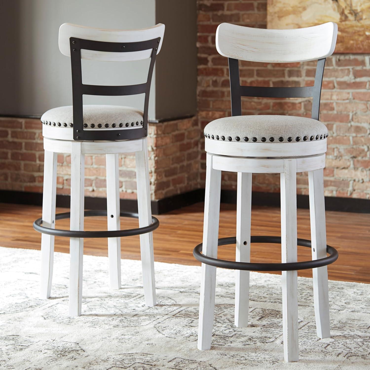 Gracie Oaks Design by Ashley Valebeck Modern Swivel Counter Height Barstool, Whitewash