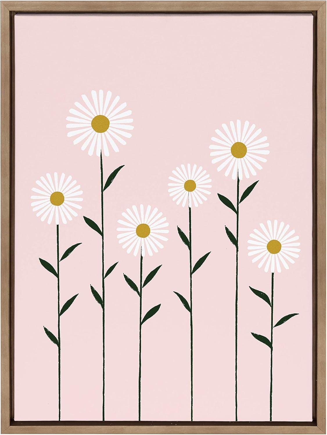 18" x 24" Sylvie Daisies Framed Canvas by Duchess Plum Gold - Kate & Laurel: Modern Botanical Wall Decor