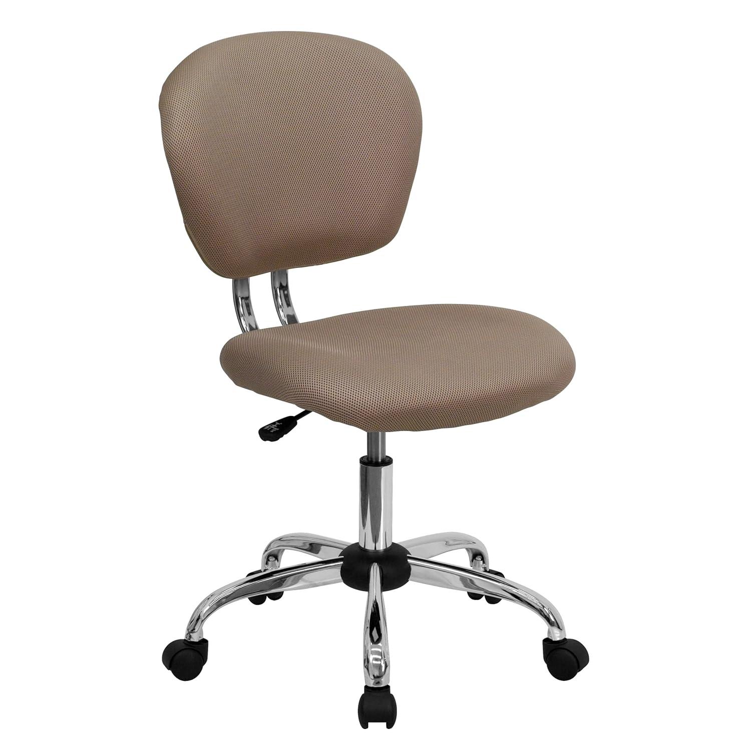 Flash Furniture Mid-Back Coffee Brown Mesh Padded Swivel Task Office Chair with Chrome Base