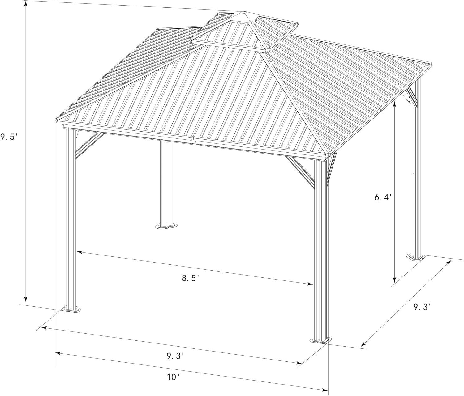 Kozyard Alexander 10?x12? Dark Brown Double Roof Hardtop Gazebo with Curtain and Mosquito Netting