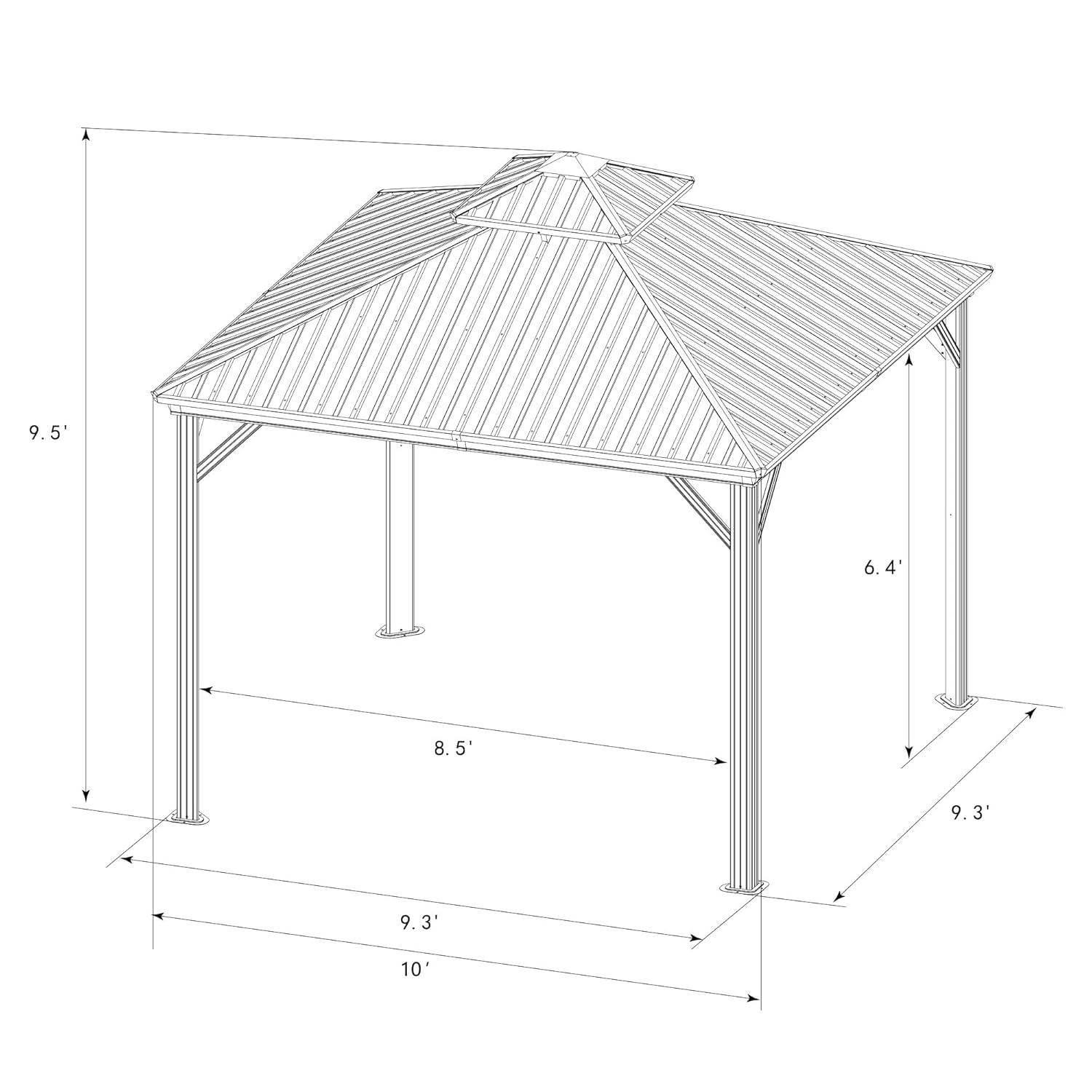 Kozyard Alexander 10?x12? Dark Brown Double Roof Hardtop Gazebo with Curtain and Mosquito Netting
