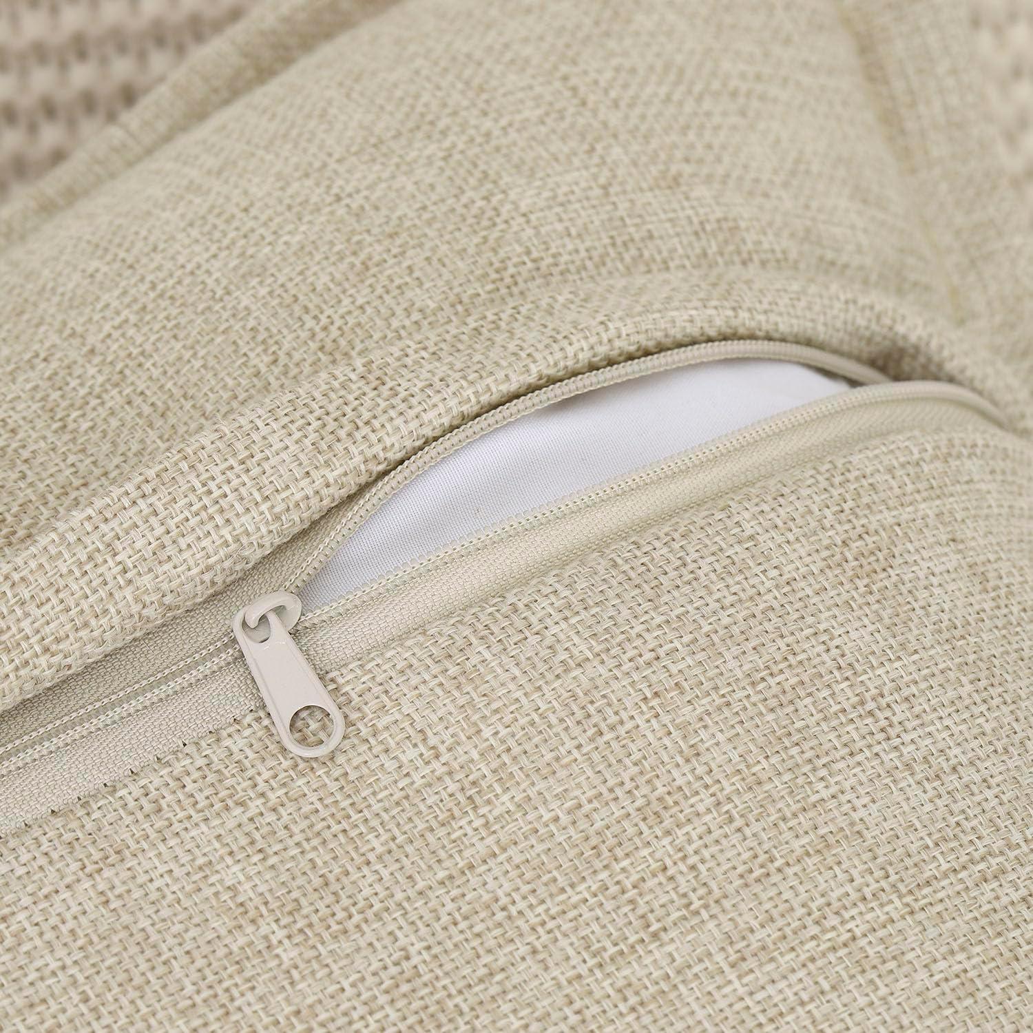 MADIZZ Set of 2 Linen Throw Pillow Covers with Broad Edge Soft Boho Decorative Pillow Cases for Sofa Bedroom Modern Pillow Shell 18x18 Inch Beige