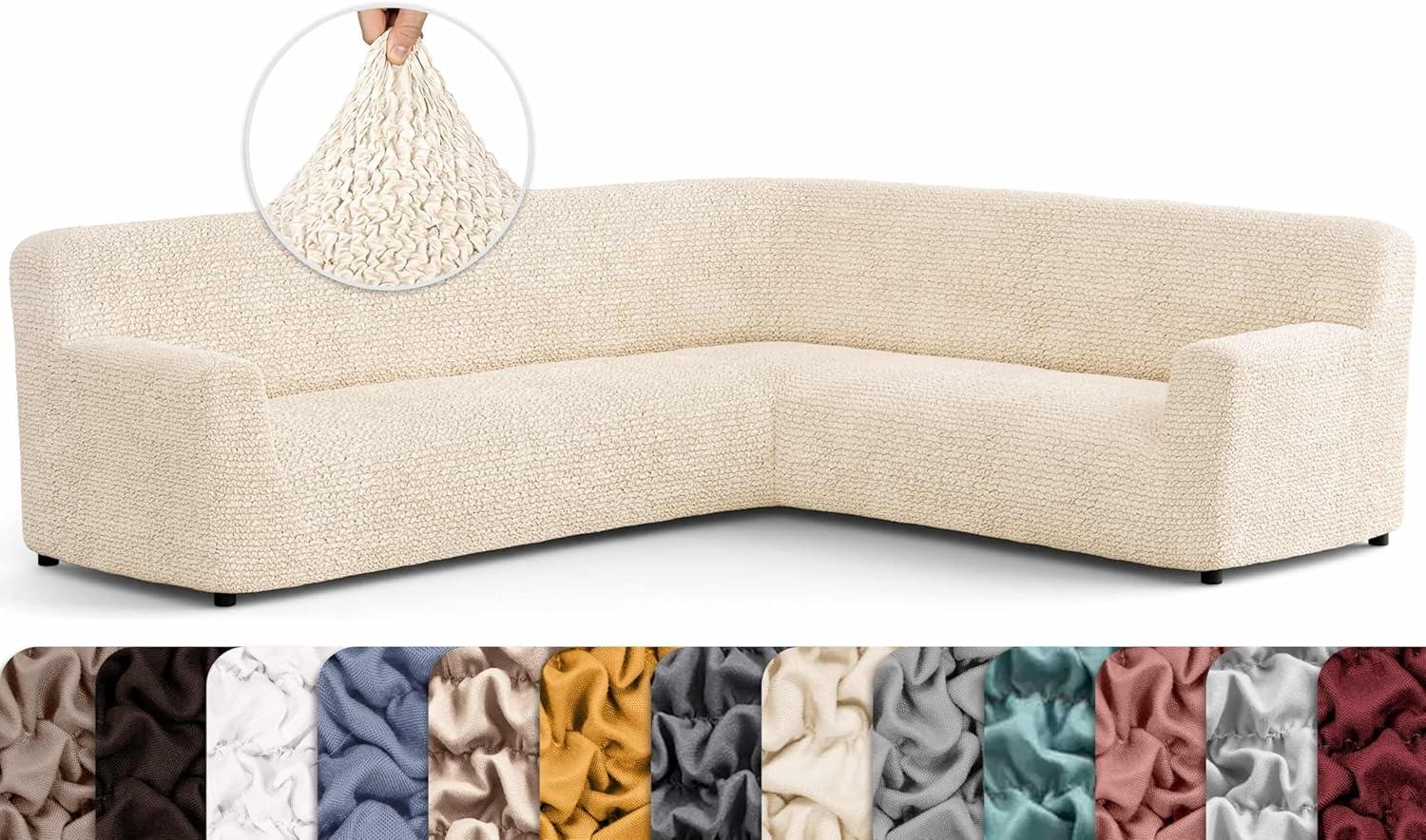 Stretchy Slipcover for Corner Sofa - Easy to Clean & Durable - Microfibra Collection