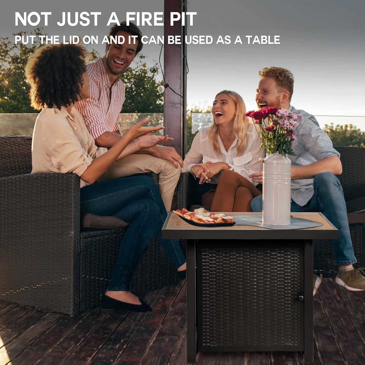 Gas Fire Pit Table Propane Fire Pit Table BALI OUTDOORS 30’’ Square Fire Pit Black Patio