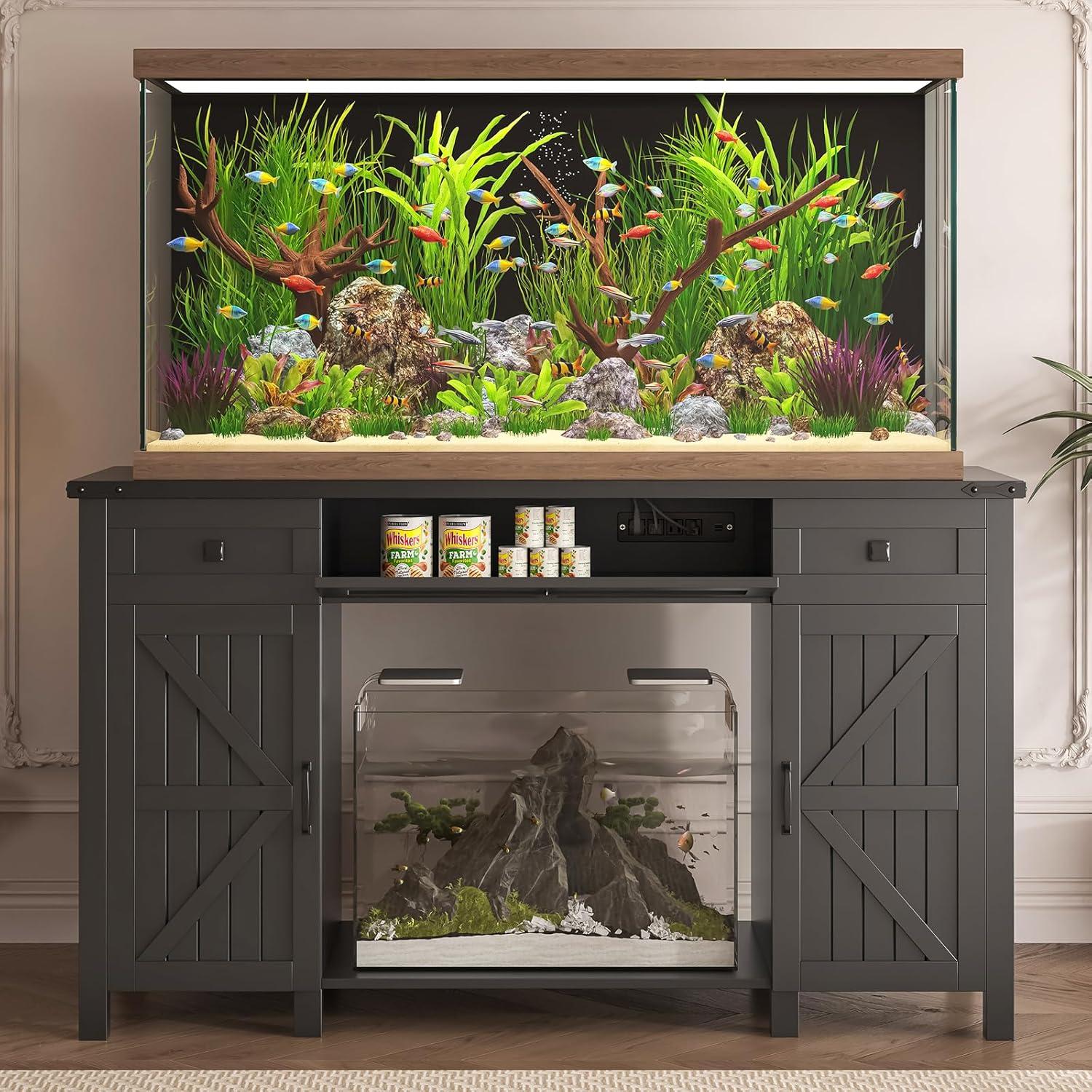 Gracie Oaks Heavy Duty 55-75 Gallon Aquarium Stand With Power Outlets