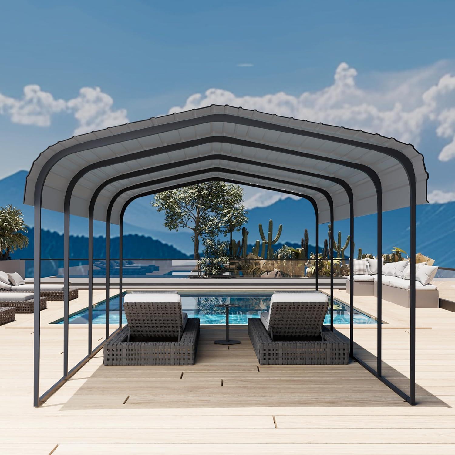 Steel Carport, Galvanized Multiple Sizes