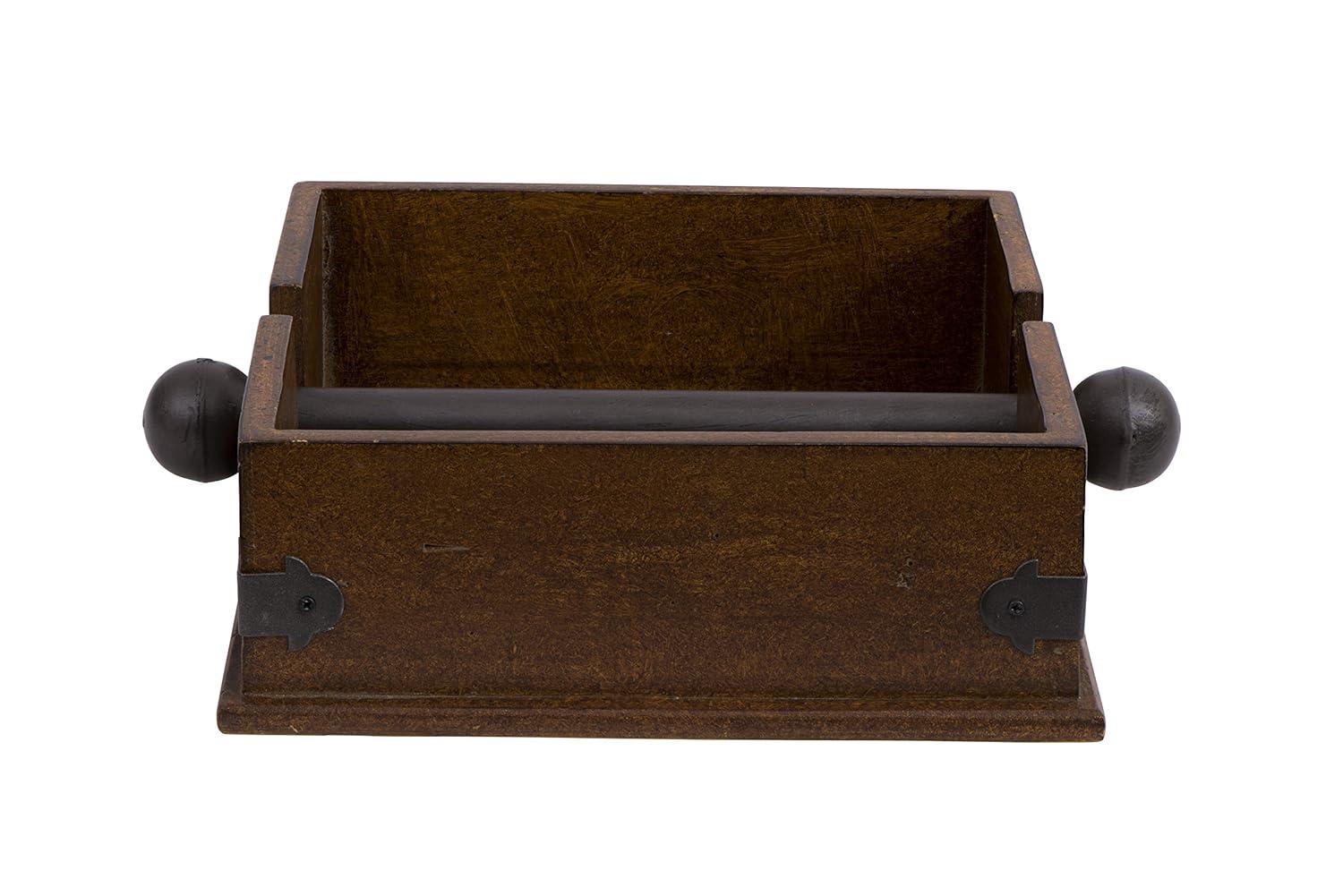 Storied Home Square Wood & Metal Dinner Napkin Holder: Freestanding, Spot Clean, Kitchen Accessory