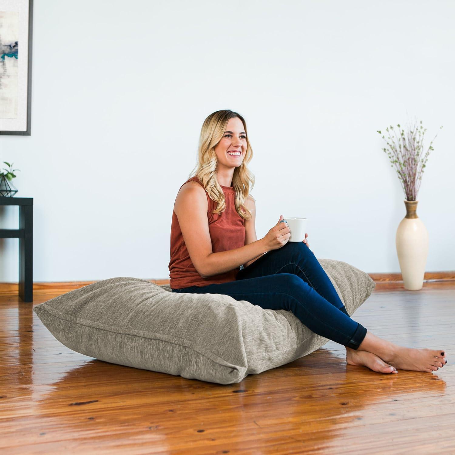 Jaxx Bean Bags Jaxx 3.5-foot Chenille Floor Pillow Bean Bag Lounger Khaki