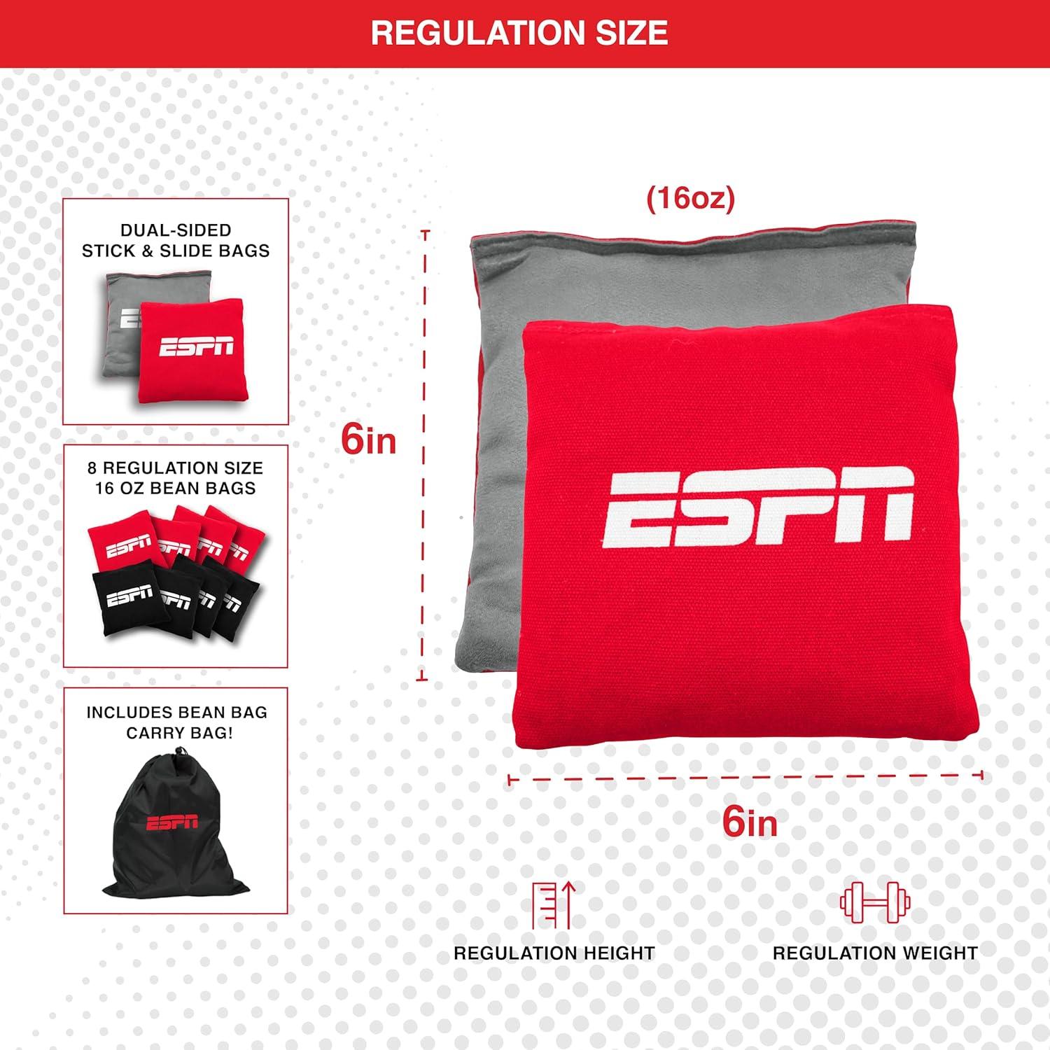 ESPN Cornhole Bags and Travel Case, Regulation Size and Weight (Set of 8) – Multicolor (ES-CH08.EXv24)