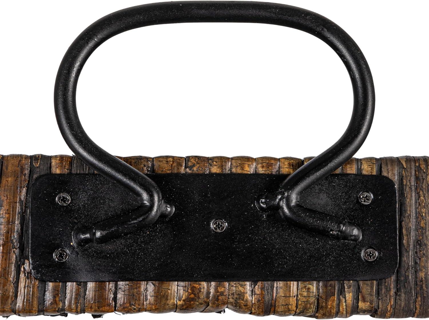 3R Studios Black Rattan and Wood Tray with Handles