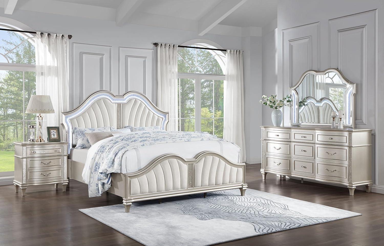 Alma Evangeline 4-Piece Queen Bedroom Set Silver Oak