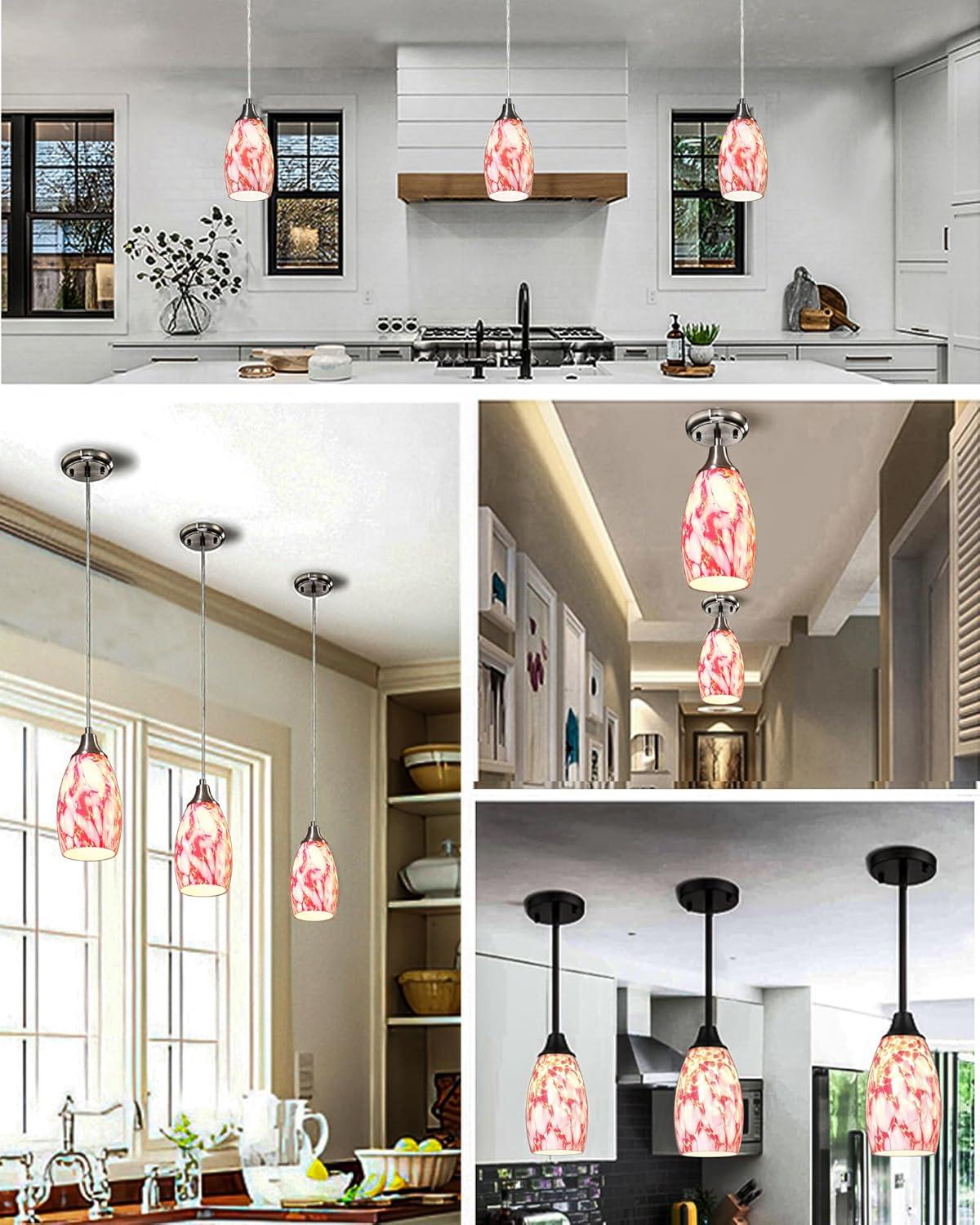 Oval Glass Lamp Shade Only Art Glass Lamp Covers Light Fixture Replacement for Kitchen Island Mini pendant Ceiling Lights Chandelier Hand Blown Glass Shade Replacement (Brown and Blue）