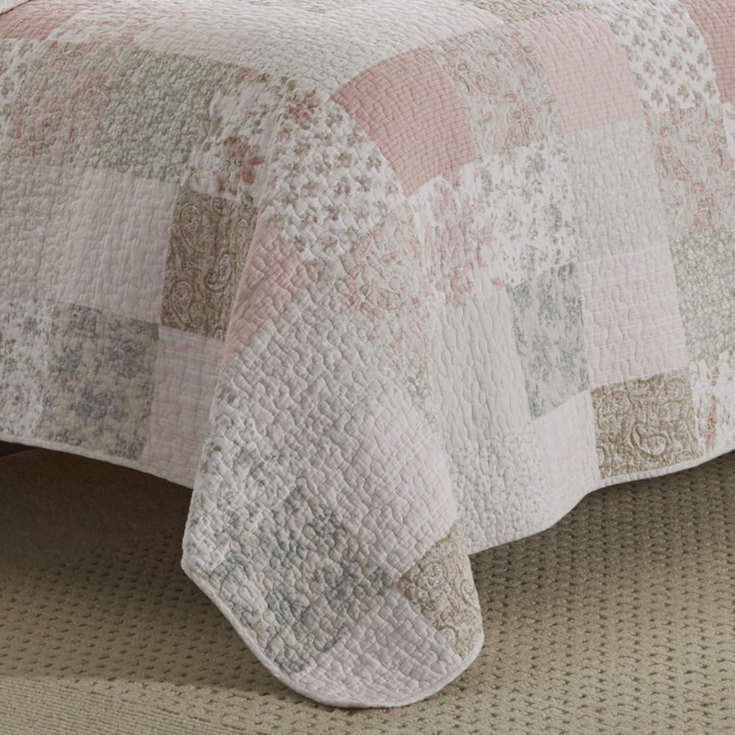 Celina Patchwork Pink King Cotton Reversible Quilt Set