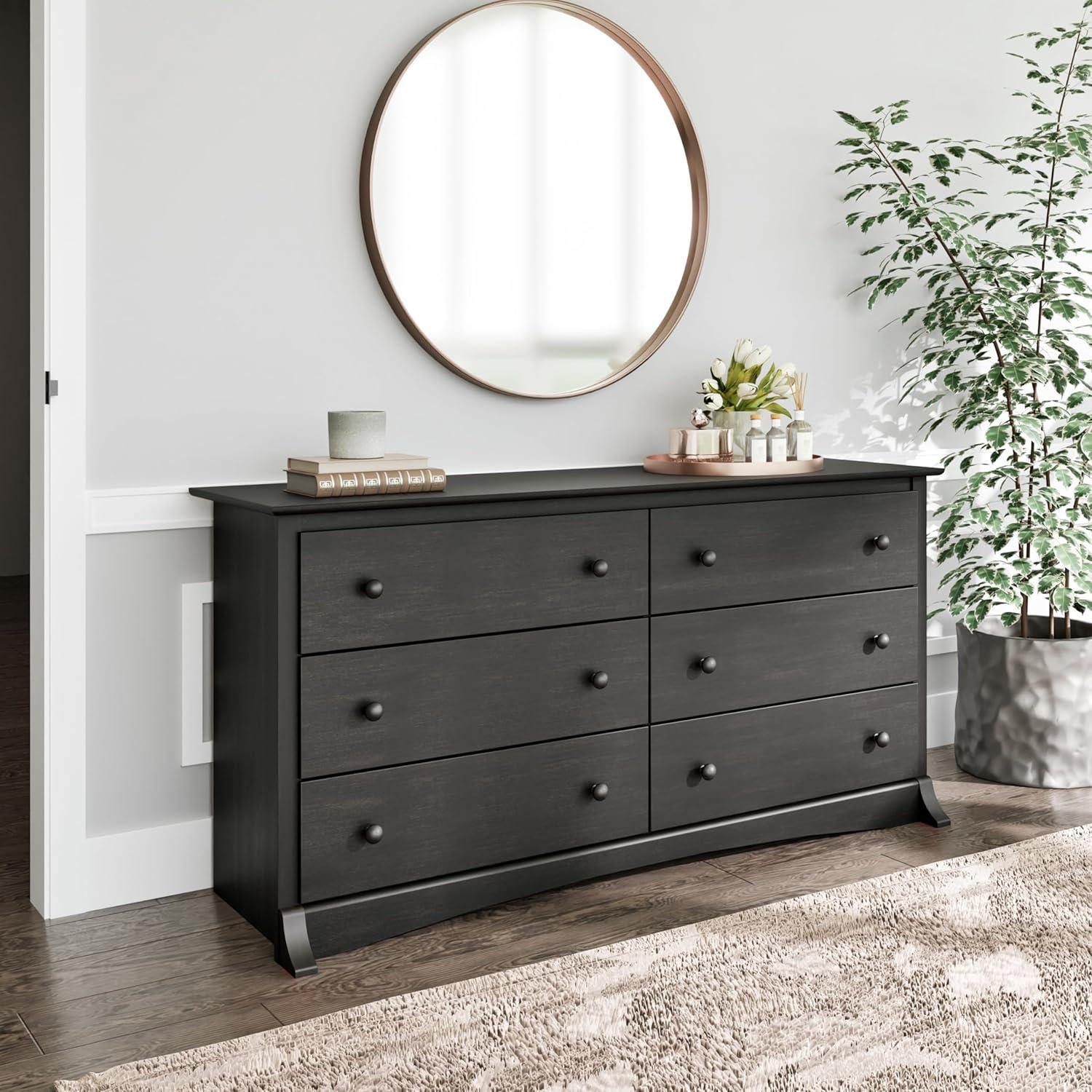 6 Drawers Riverdale Dresser Washed Black - Prepac: Modern Storage Furniture for Home