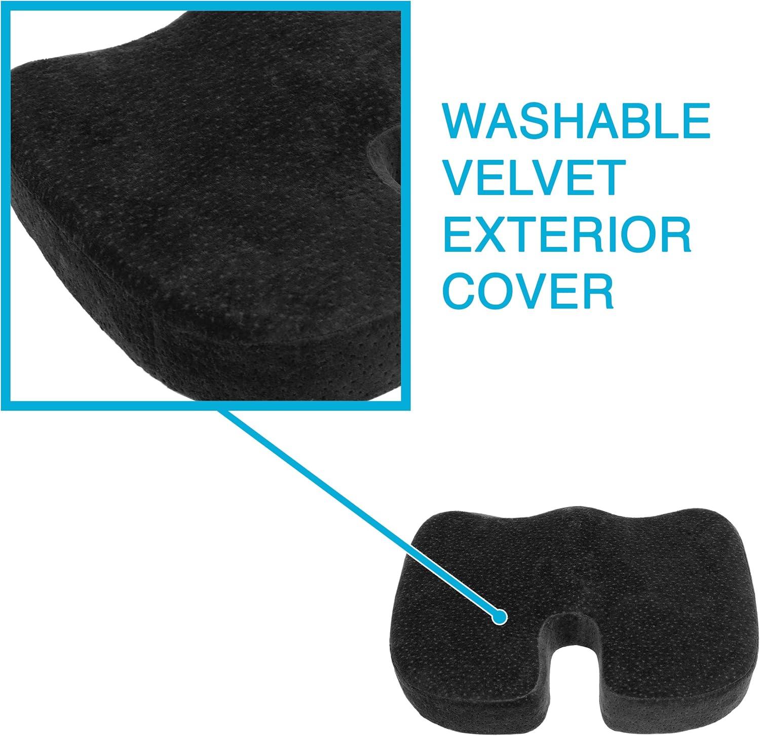 Black Memory Foam Orthopedic Coccyx Seat Cushion