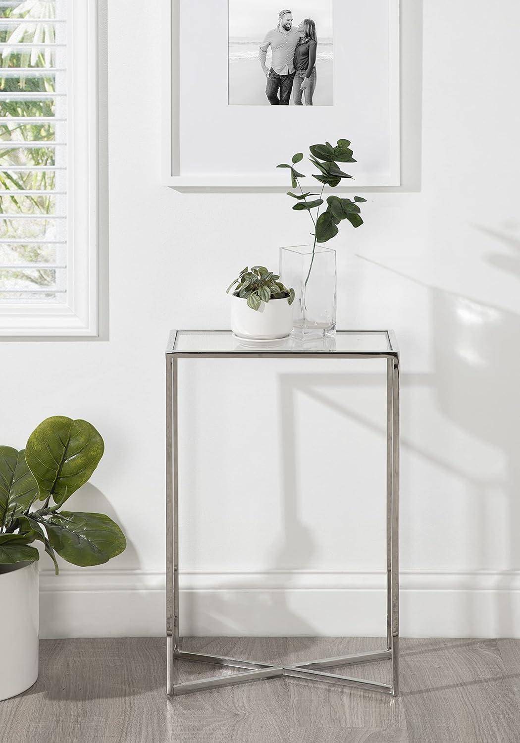 Kate and Laurel Jaspur Rectangle Metal Side Table, 16x8x24, Silver