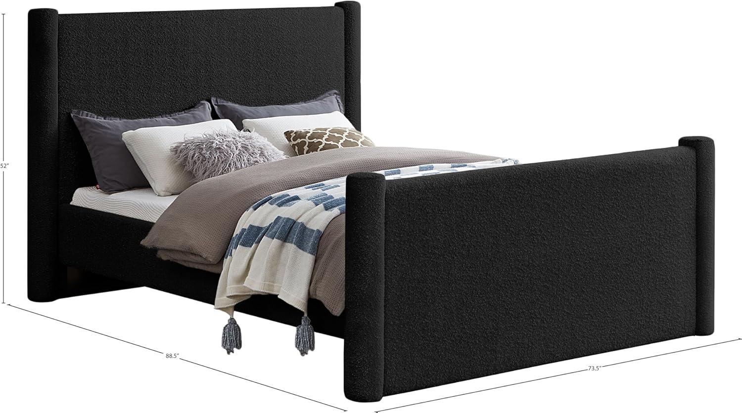 Meridian Furniture Elias Black Boucle Fabric Queen Bed