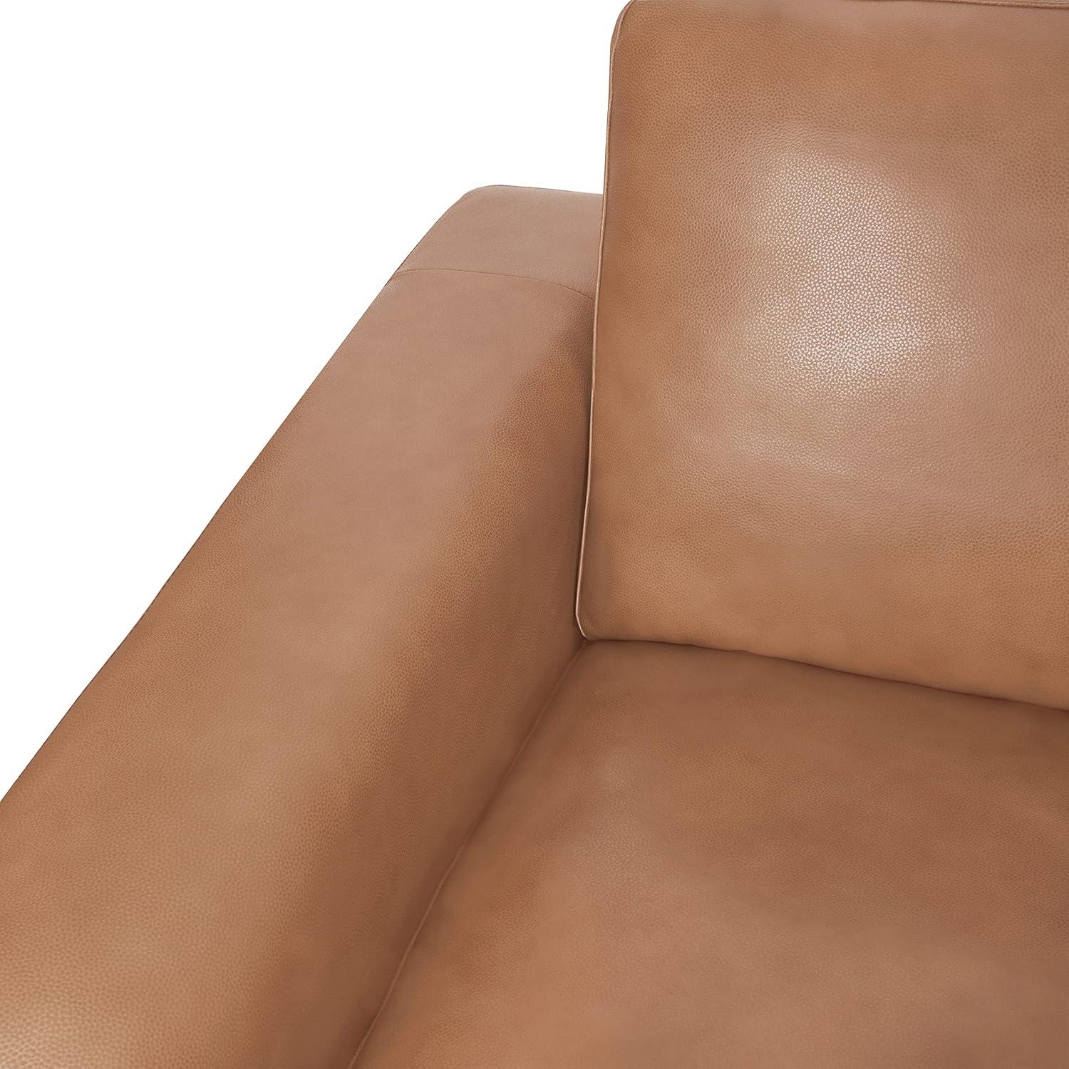 Freya Contemporary Oversized Genuine Leather Sofa by Naomi Home-Color:Tan